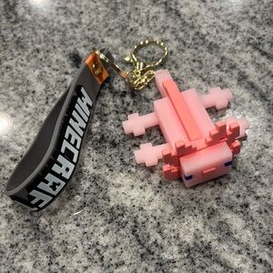 Pink Minecraft Keychain Accessory